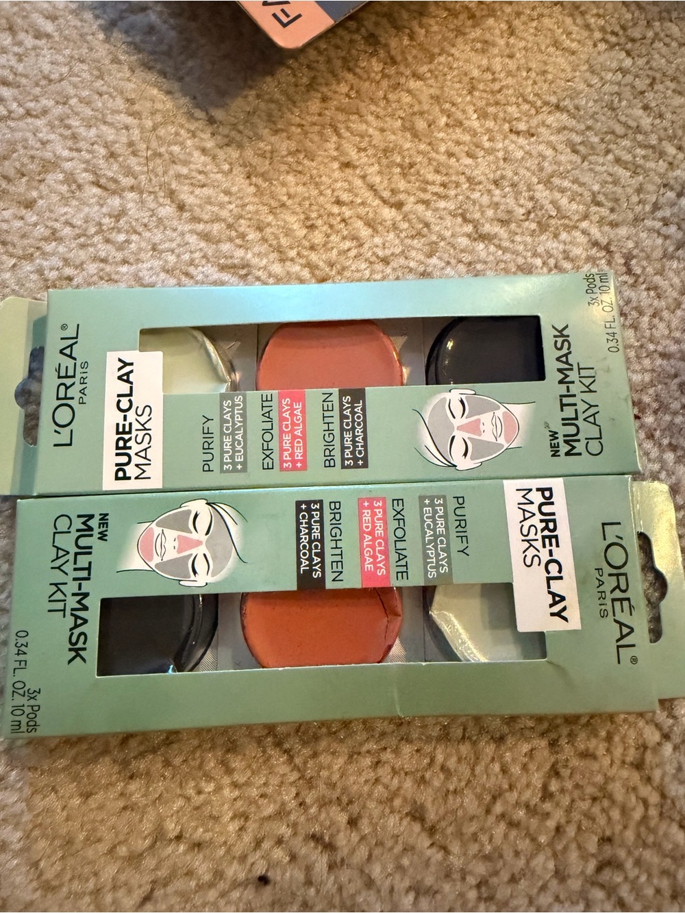 L'Oreal Pure-Clay Multi-Mask Kit – Black, Orange, mask
